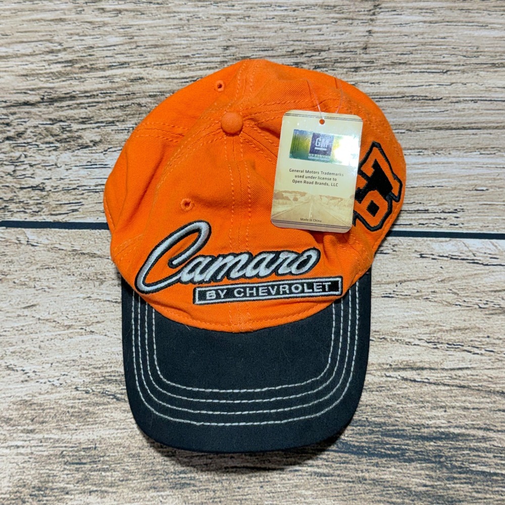 Open Road Brands Camaro Hat Mens OS Orange Black 1967 Chevy Muscle Car Cap